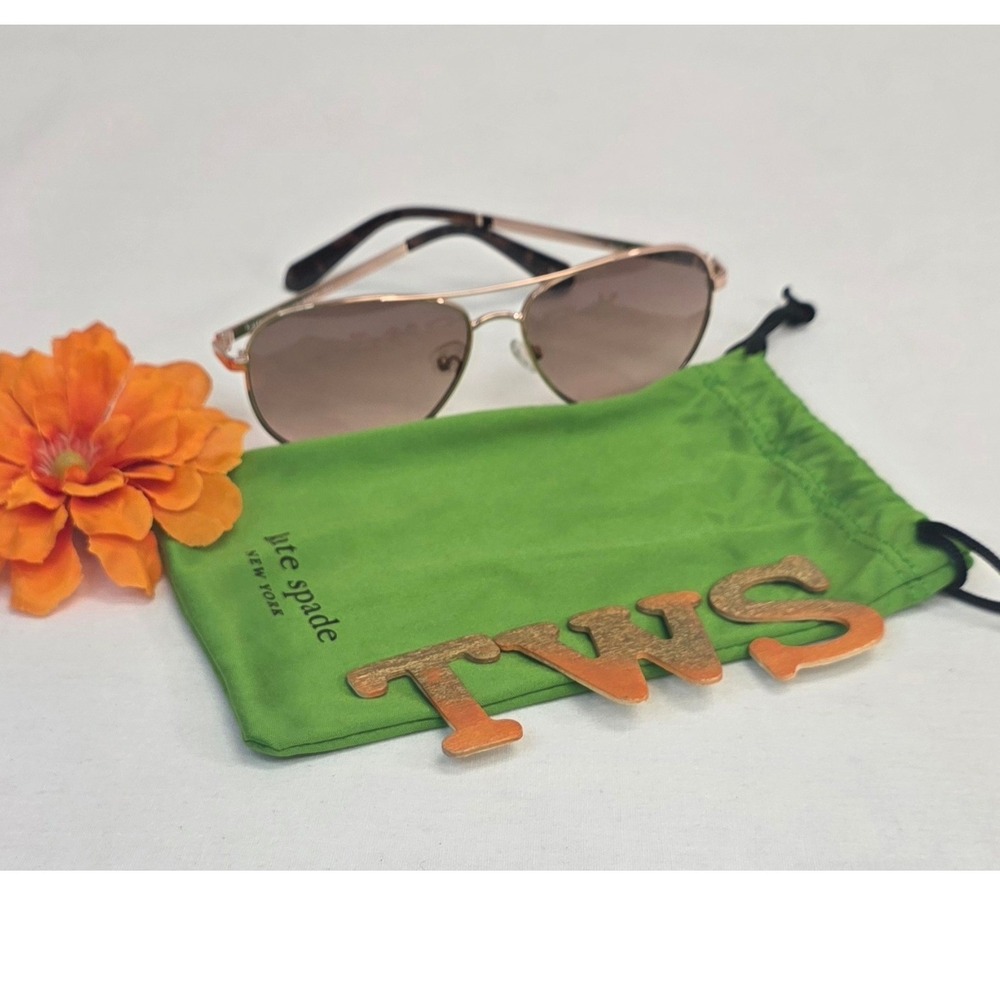 Kate Spade New York Emmaline Rose Gold Aviator Sunglasses with Gradient Lenses - Picture 2 of 9
